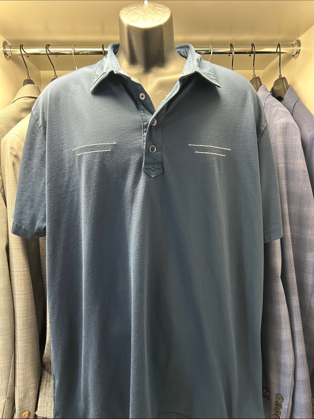 Travis Mathew Slate Blue Polo with Subtle Stitching
